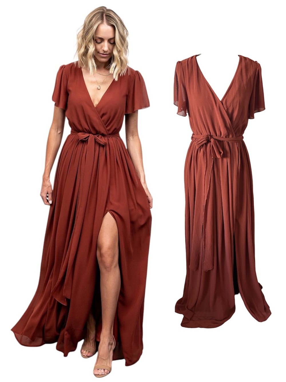NWT Baltic Born Kristina Maxi Dress with Tie Waist and Front Slit